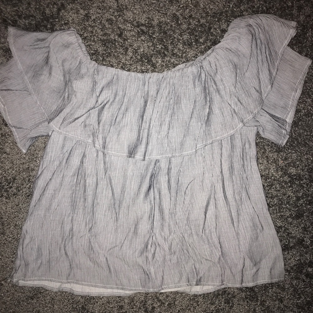Off the shoulder pinstrip top
